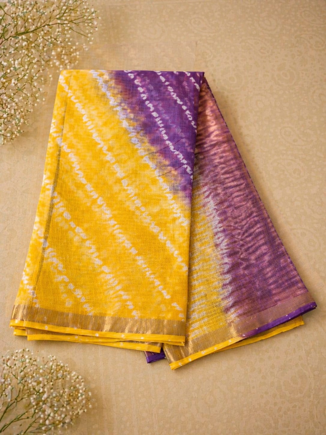 Hand Block Printed Kota Doria Sarees- Stunning Purple
