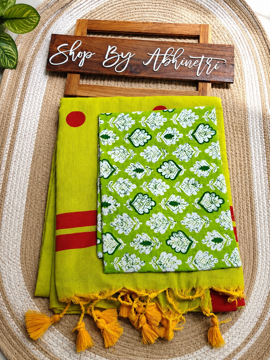 Jade Green Polka Dot Khadi Cotton Saree | Shop By Abhinetri