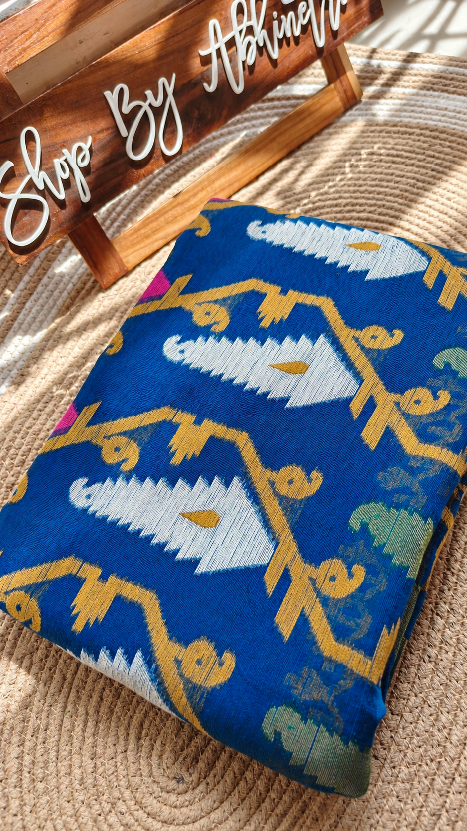 Striking Royal Blue Cotton Silk Jamdani Saree | Debi- The Jamdaani Story | Shop By Abhinetri