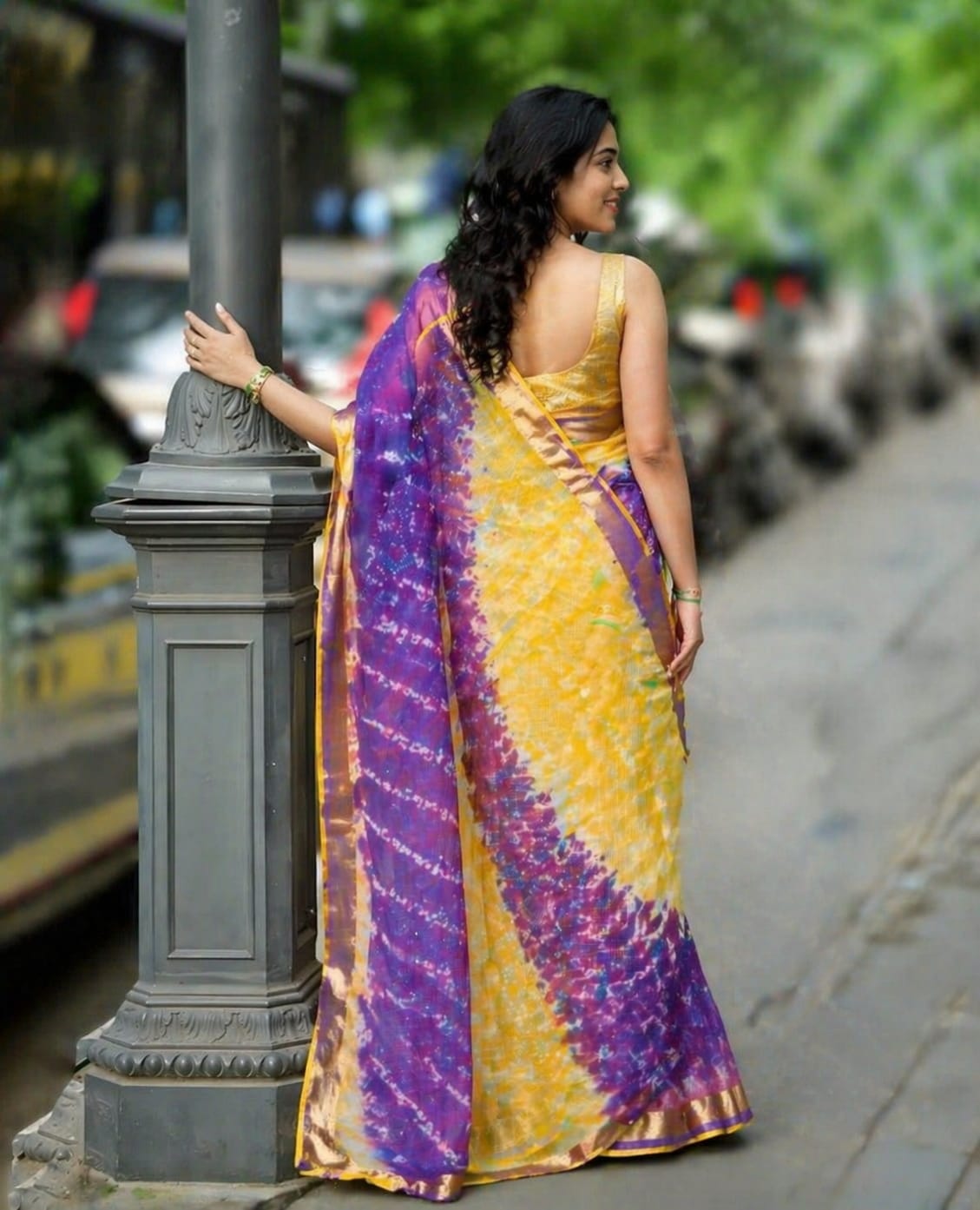 Hand Block Printed Kota Doria Sarees- Stunning Purple