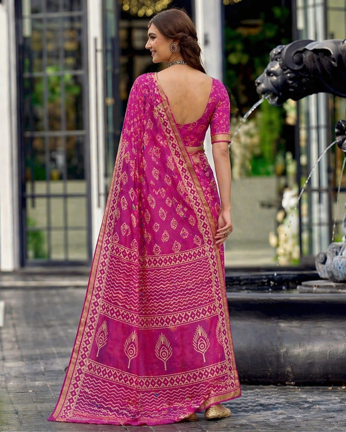 Hand Block Printed Kota Doria Sarees- Gorgeous Fuchsia