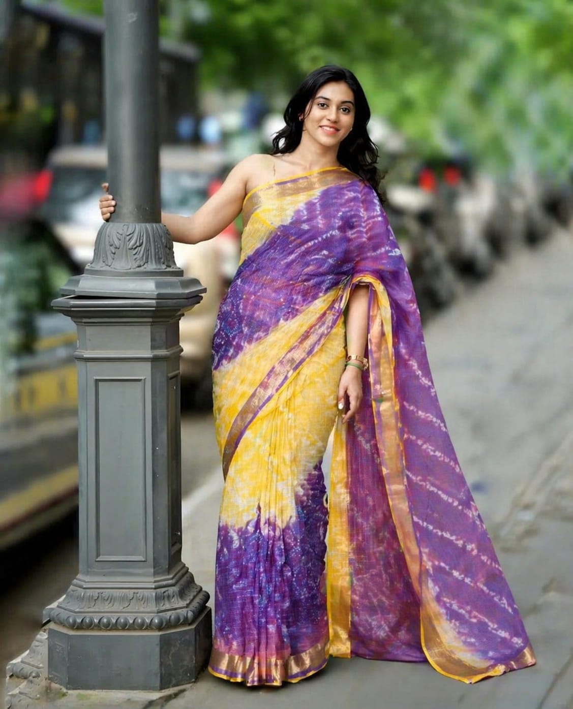 Hand Block Printed Kota Doria Sarees- Stunning Purple