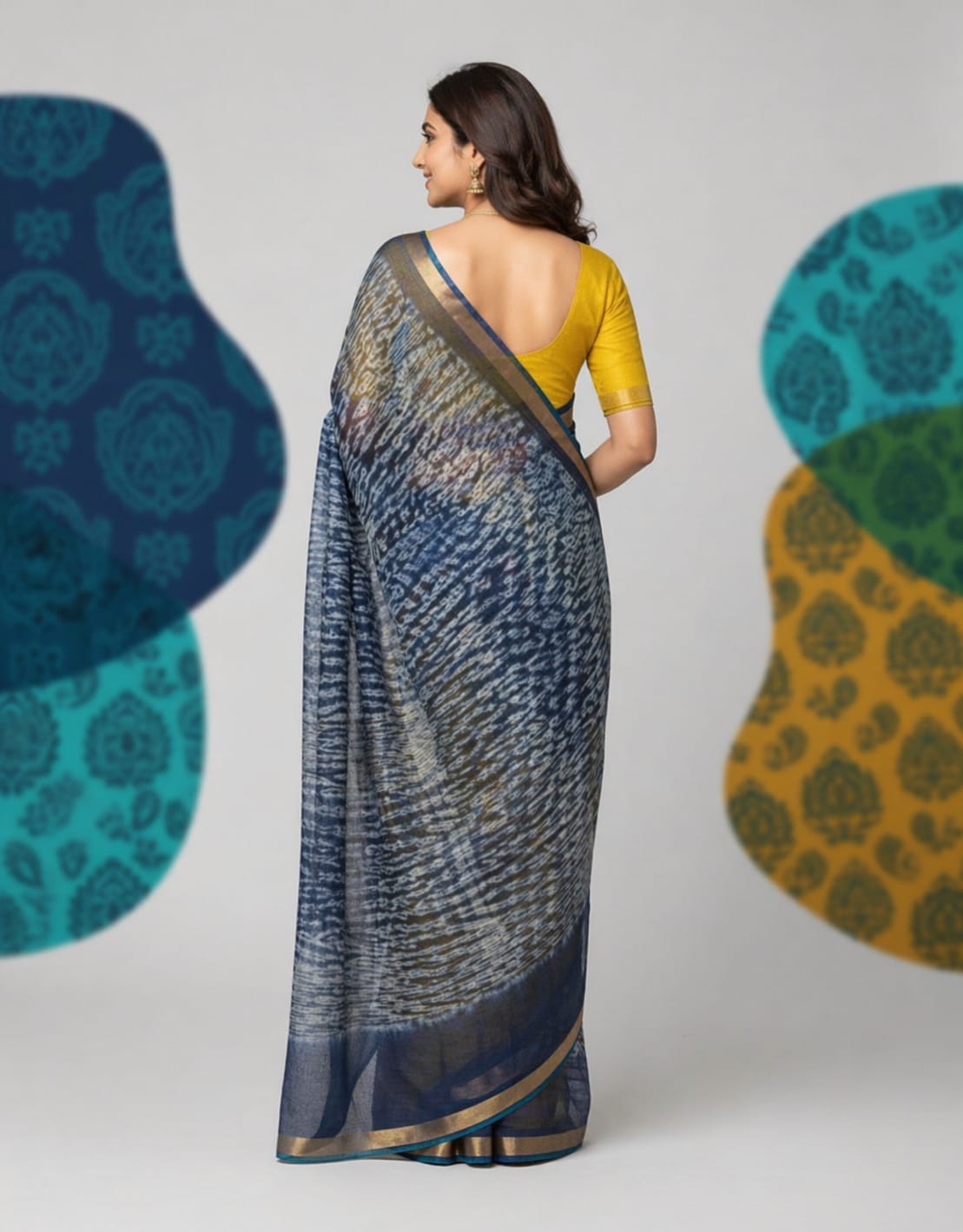 Hand Block Printed Kota Doria Sarees- Dazzling Yellow