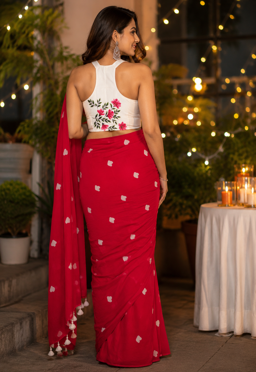 Romantic Red Heart Embroidered Khadi Cotton Saree | Shop By Abhinetri