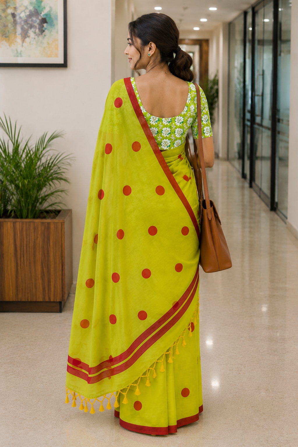 Jade Green Polka Dot Khadi Cotton Saree | Shop By Abhinetri